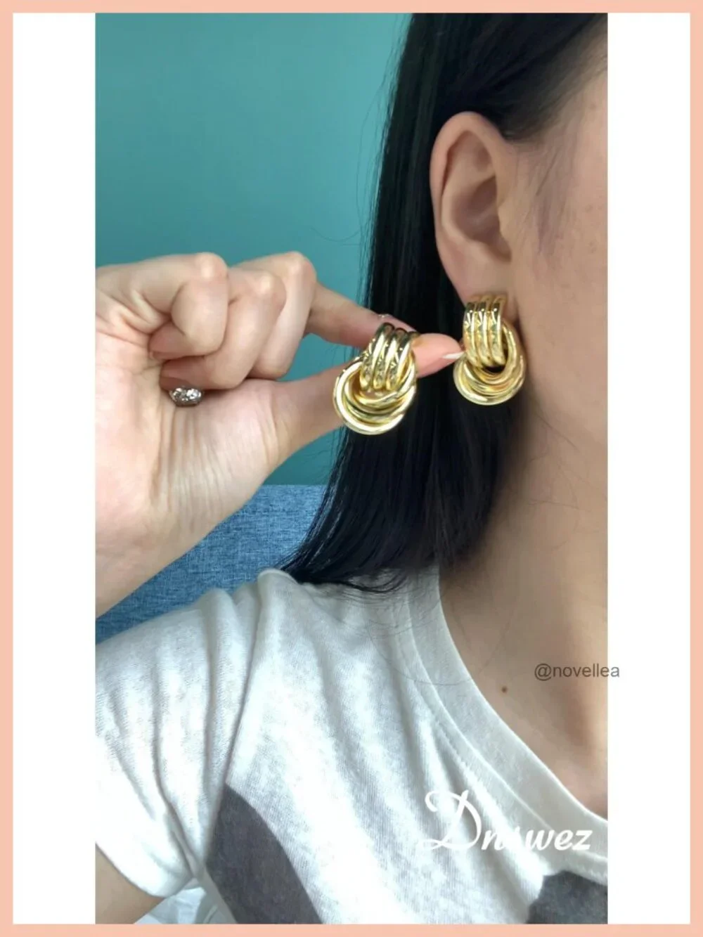 Chunky Gold Knot Earrings for Women, Drop Dangle Long Link Earrings Statement